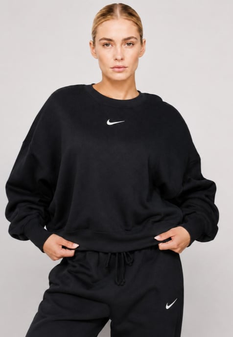 Nike Womens Sportswear Phoenix Fleece Oversized Crewneck Sweatshirt in Black - Image 1