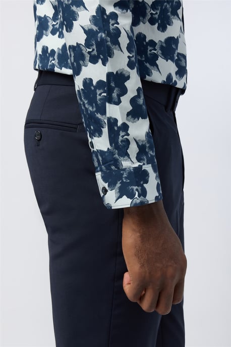 Long Sleeve Forward Point Collar Slim Fit Formal Shirt in Navy - Image 3