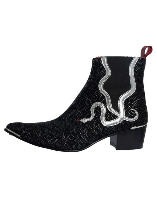 Jeffery West Snake Crell Chelsea Boots, Black - Image 2