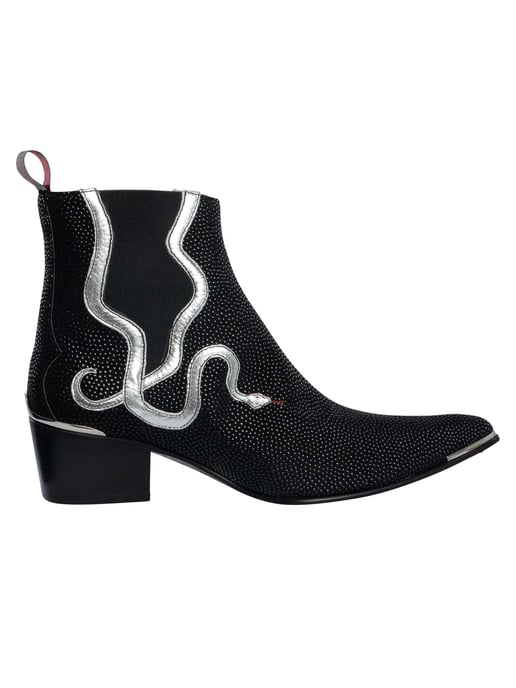 Jeffery West Snake Crell Chelsea Boots, Black - Image 3