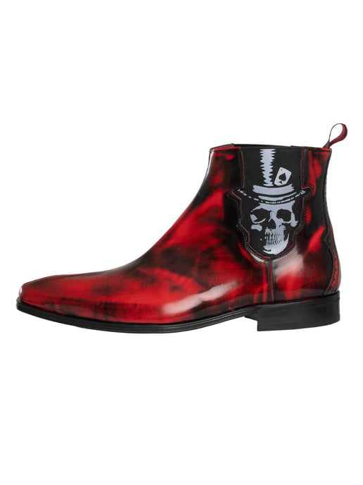 Jeffery West Chelsea-Laarzen Van Gepolijst Leer Met Schedel, Rood - Image 2