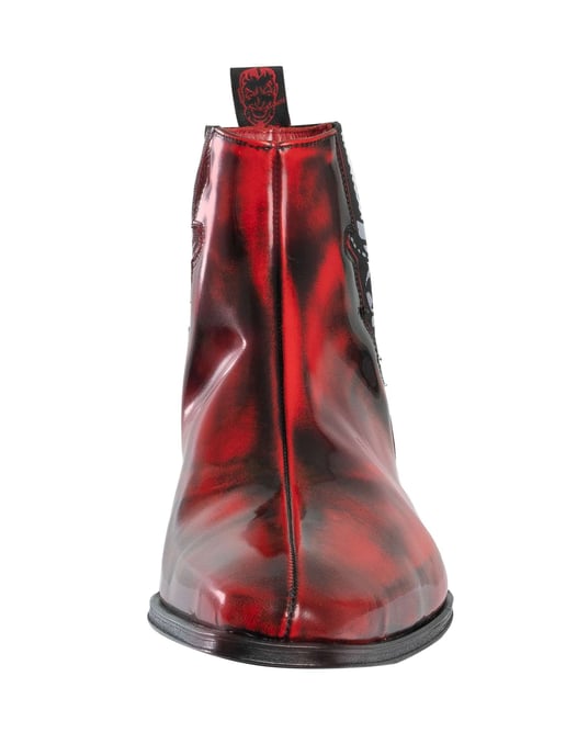 Jeffery West Chelsea-Laarzen Van Gepolijst Leer Met Schedel, Rood - Image 4