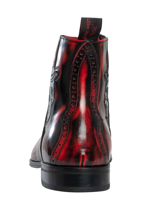 Jeffery West Chelsea-Laarzen Van Gepolijst Leer Met Schedel, Rood - Image 5