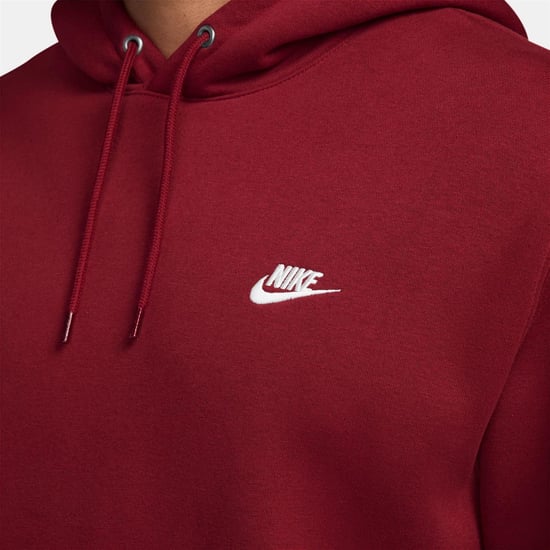 Nike Heren Club Fleece Pullover Hoodie (Donkerrood) - Image 3