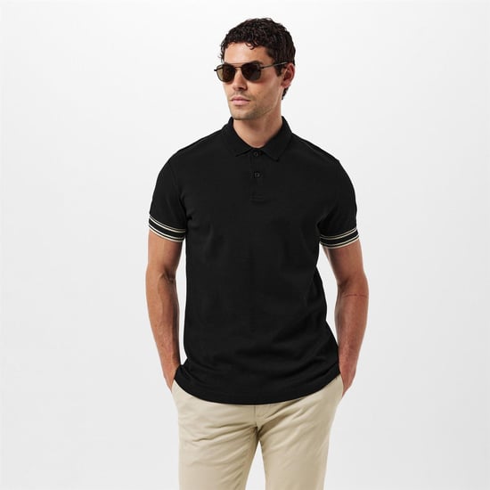 Boss Heren Polo Gestreept Slim met manchet (Zwart) - Image 3