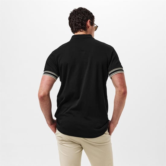 Boss Heren Polo Gestreept Slim met manchet (Zwart) - Image 4