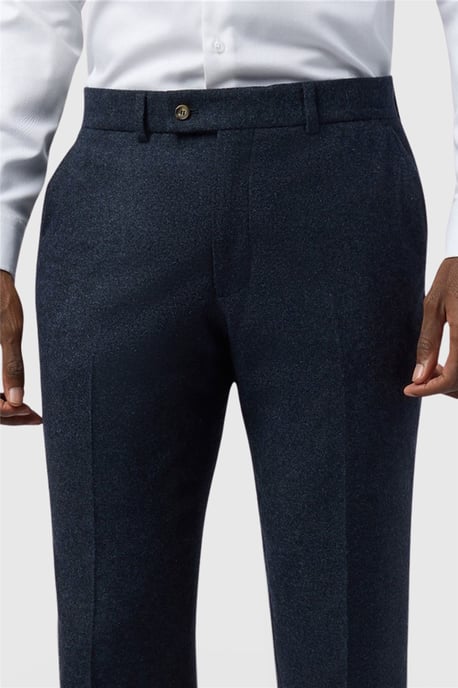 Flat Fronted Regular Suit Trousers in Navy - Image 2