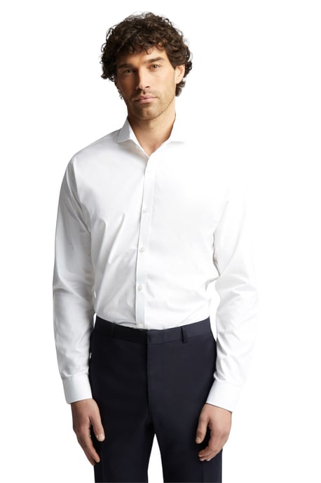 Egyptian Cotton Tailored Fit Poplin Single Cuff Cutaway Collar Shirt - Image 4