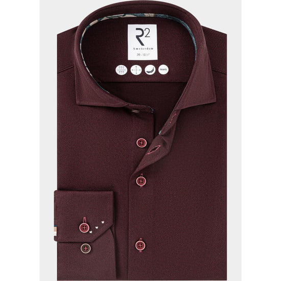 R2 Amsterdam Overhemd heren knitted dobby shirt 134.wsp.009/080 - Image 1