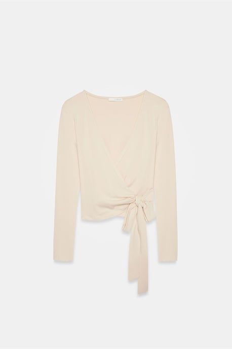 Women’s Crop Wrap Blouse With Tie Detail - Image 5