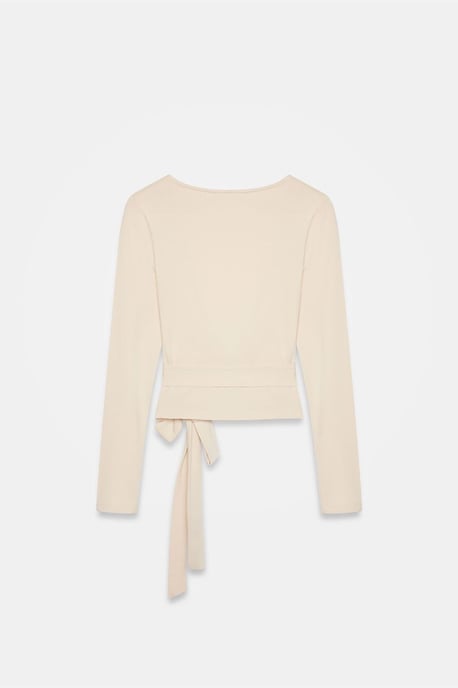 Women’s Crop Wrap Blouse With Tie Detail - Image 6