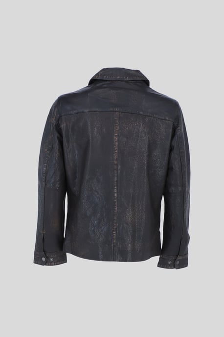 'Class' Real Leather Regular Fit Coat with Button Closure - Image 3