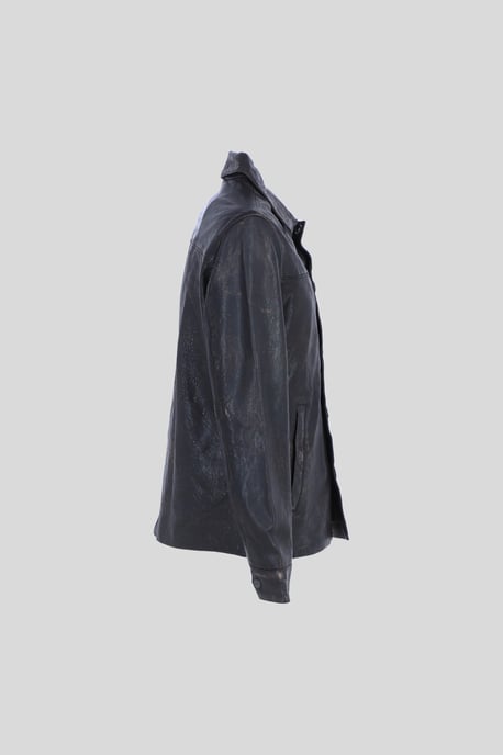 'Class' Real Leather Regular Fit Coat with Button Closure - Image 4