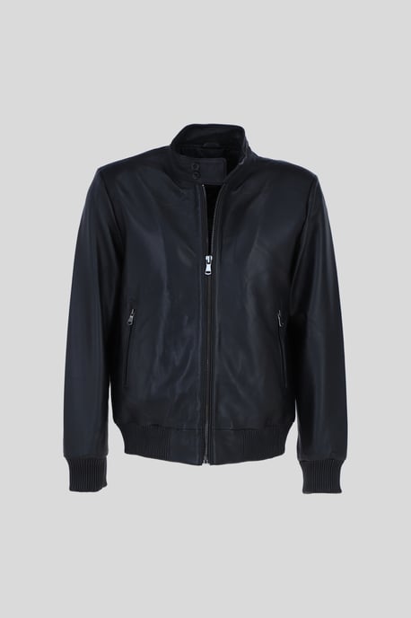 Real Light Weight Leather Regular Fit Bomber Jacket - Image 1