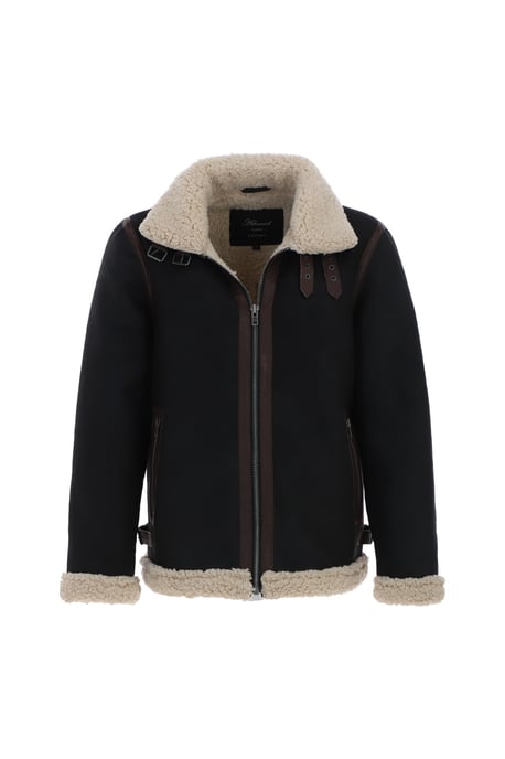 'Snew' Real Leather Loose Fit Jacket With Faux Fur Lining & Collar - Image 2