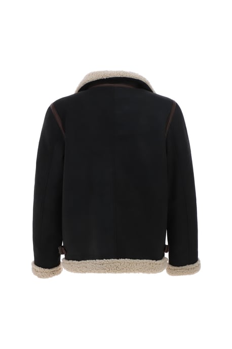 'Snew' Real Leather Loose Fit Jacket With Faux Fur Lining & Collar - Image 4