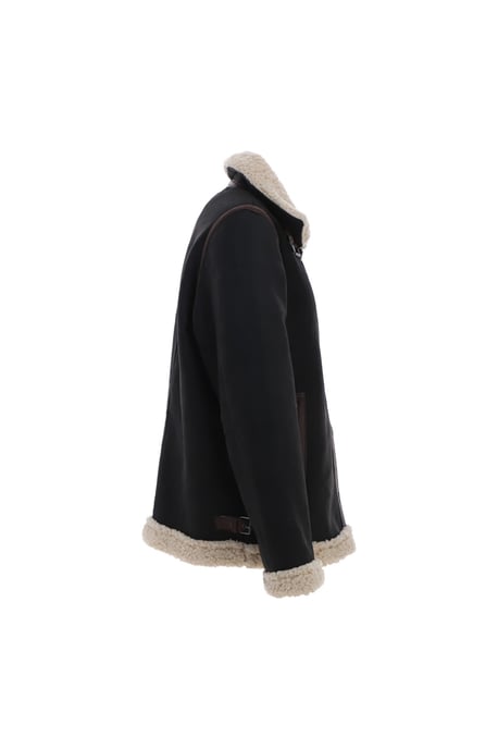 'Snew' Real Leather Loose Fit Jacket With Faux Fur Lining & Collar - Image 5