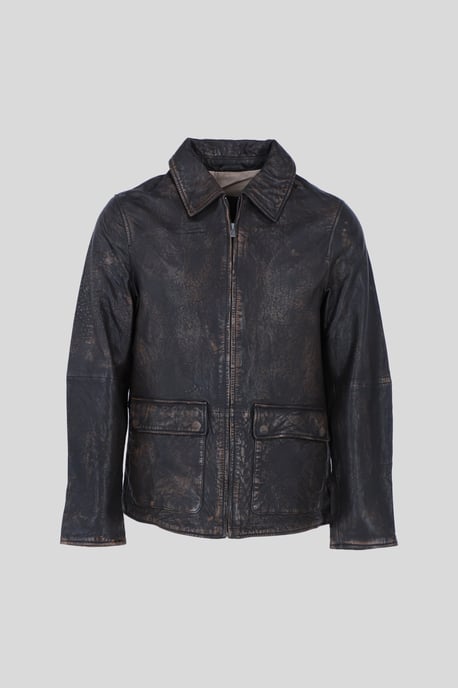 'Bronx' Genuine Leather Regular Fit Jacket with Hidden Zip - Image 1