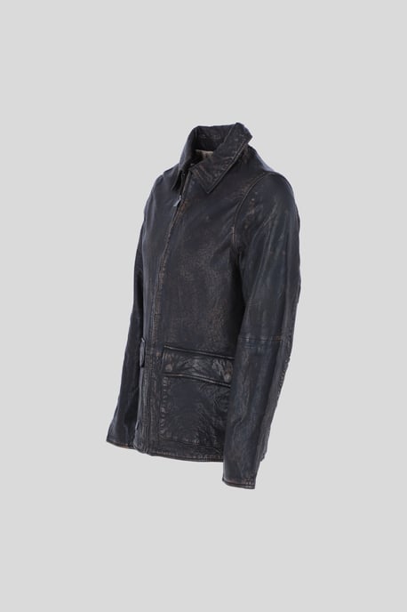 'Bronx' Genuine Leather Regular Fit Jacket with Hidden Zip - Image 2
