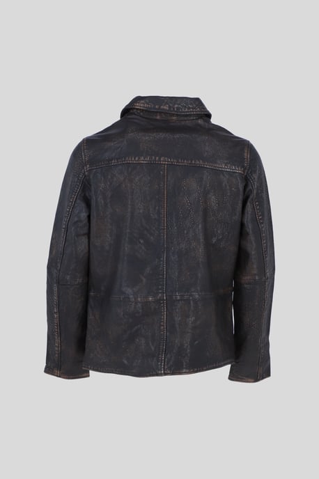 'Bronx' Genuine Leather Regular Fit Jacket with Hidden Zip - Image 3