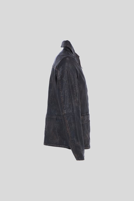 'Bronx' Genuine Leather Regular Fit Jacket with Hidden Zip - Image 4