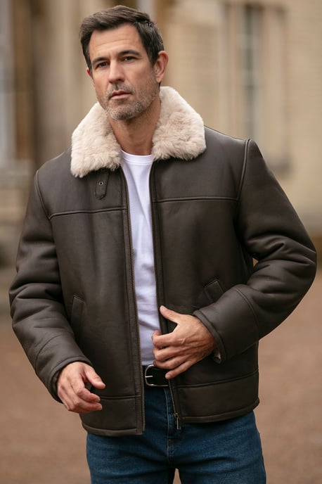 'Hunter' Genuine Sheepskin Aviator Jacket - Image 1