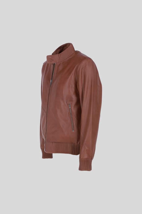 Real Light Weight Leather Regular Fit Bomber Jacket - Image 2