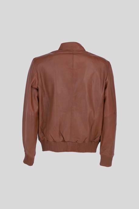 Real Light Weight Leather Regular Fit Bomber Jacket - Image 3