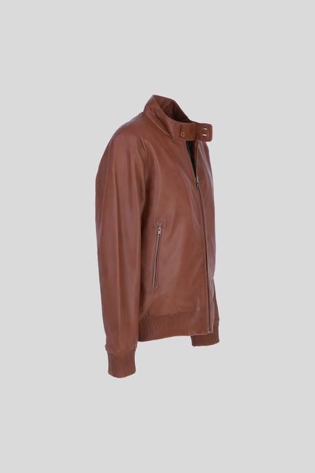 Real Light Weight Leather Regular Fit Bomber Jacket - Image 4