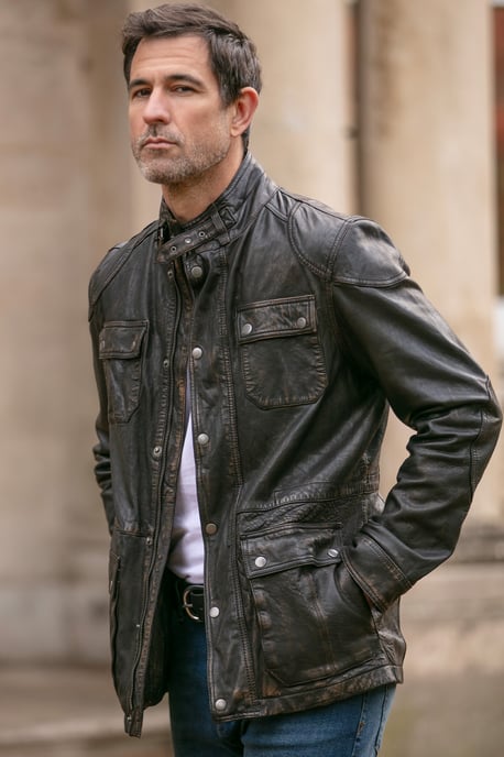 'AMJ-5' Real Leather Safari Jacket - Image 1