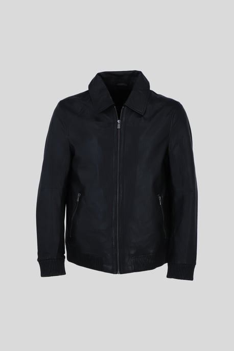 'Autograph' Real Leather Bomber Jacket with Leather Ribbed Trim - Image 1