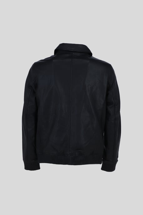 'Autograph' Real Leather Bomber Jacket with Leather Ribbed Trim - Image 3