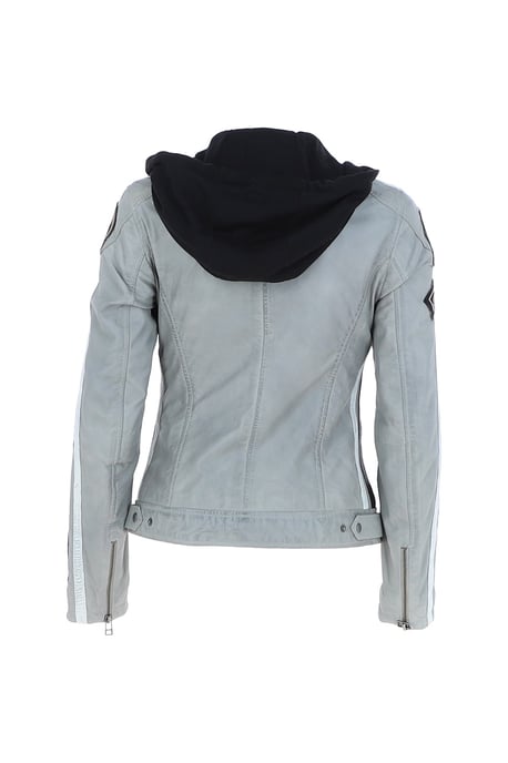 Real Leather Biker Jacket with Detachable Hood - Image 3