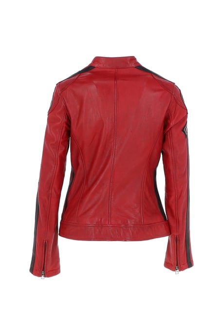 'Corsa' Real Leather Vintage Wash Racing Patch Details Jacket - Image 3