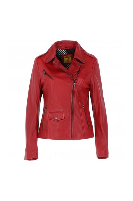 'Furia' Real Leather Slim Fit Biker Jacket - Image 1