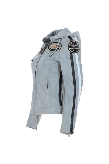 Real Leather Biker Jacket with Detachable Hood - Image 2