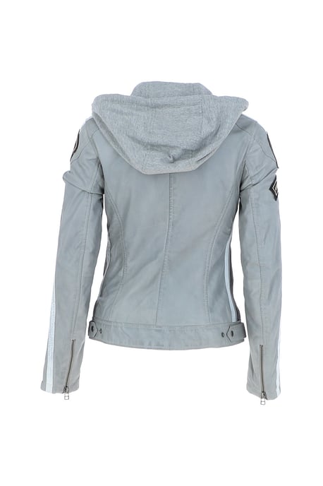 Real Leather Biker Jacket with Detachable Hood - Image 3