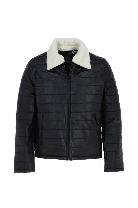 'Piuma Alpina' Real Leather Puffer Jacket With Faux Fur Collar - Image 2