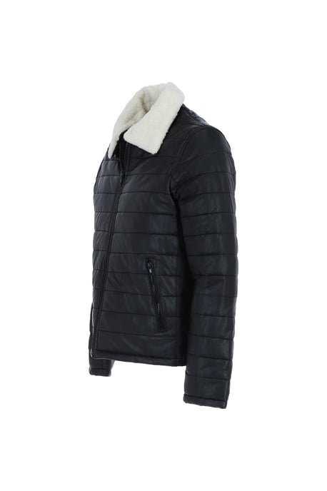 'Piuma Alpina' Real Leather Puffer Jacket With Faux Fur Collar - Image 3