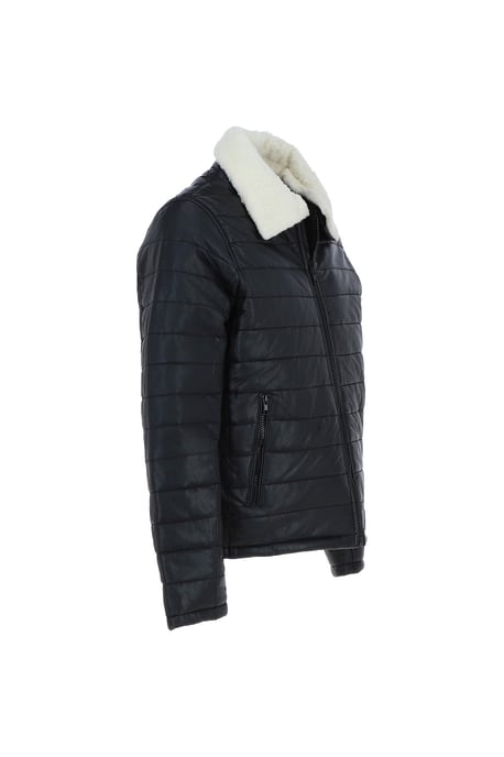 'Piuma Alpina' Real Leather Puffer Jacket With Faux Fur Collar - Image 5