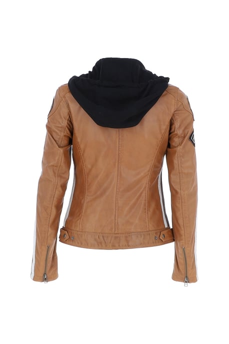 Real Leather Biker Jacket with Detachable Hood - Image 3