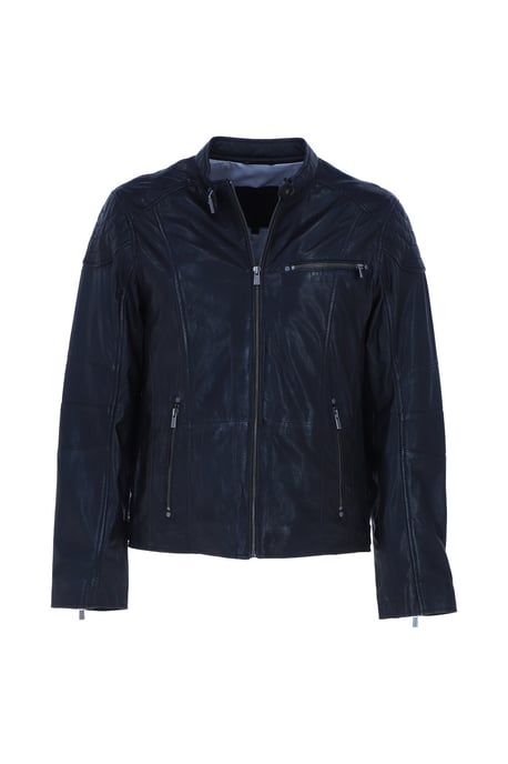'Largo' Real Leather Zip-Up Biker Jacket - Image 2
