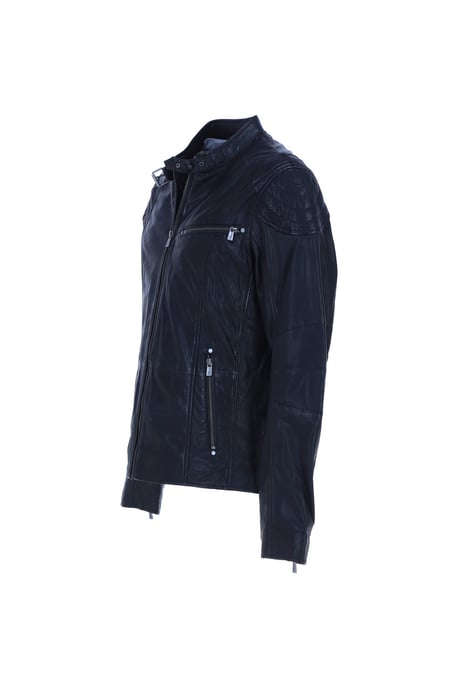 'Largo' Real Leather Zip-Up Biker Jacket - Image 3