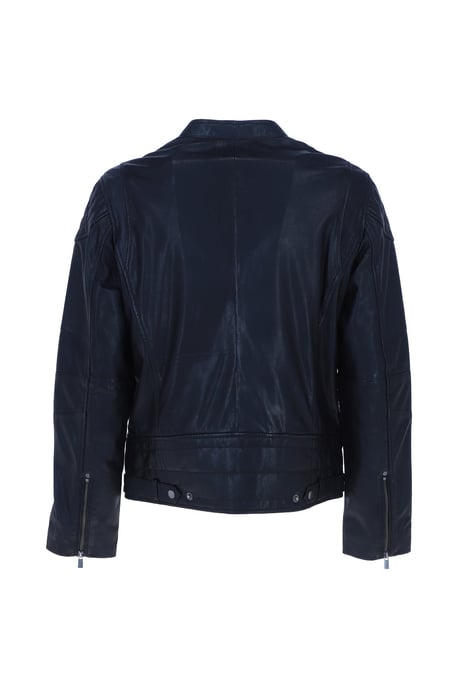 'Largo' Real Leather Zip-Up Biker Jacket - Image 4