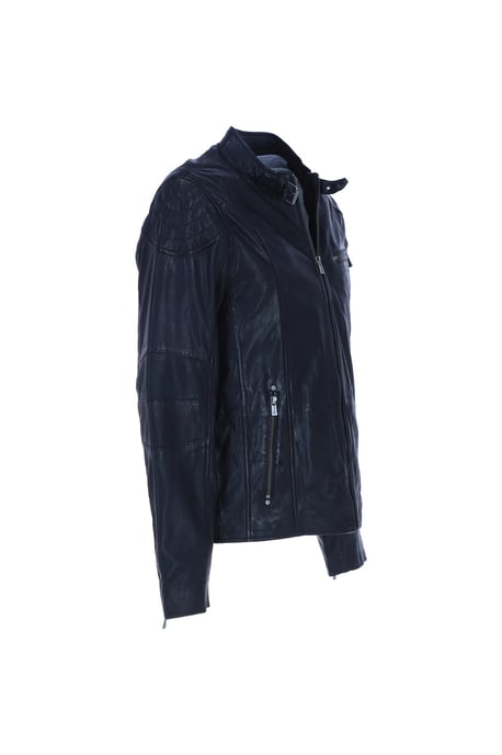 'Largo' Real Leather Zip-Up Biker Jacket - Image 5
