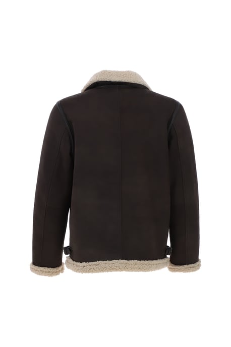'Snew' Real Leather Loose Fit Jacket With Faux Fur Lining & Collar - Image 4