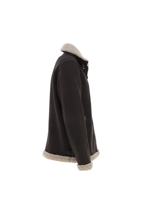 'Snew' Real Leather Loose Fit Jacket With Faux Fur Lining & Collar - Image 5