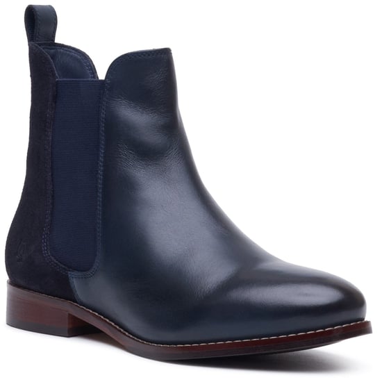 Hush Puppies Colette Leather Women's Navy Wide Fit Flat Chelsea Boots - Image 1