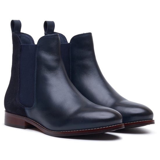 Hush Puppies Colette Leather Women's Navy Wide Fit Flat Chelsea Boots - Image 3