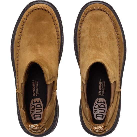 HEYDUDE Sienna Leren Dames Cognac Platte Chelsea Boots - Image 5